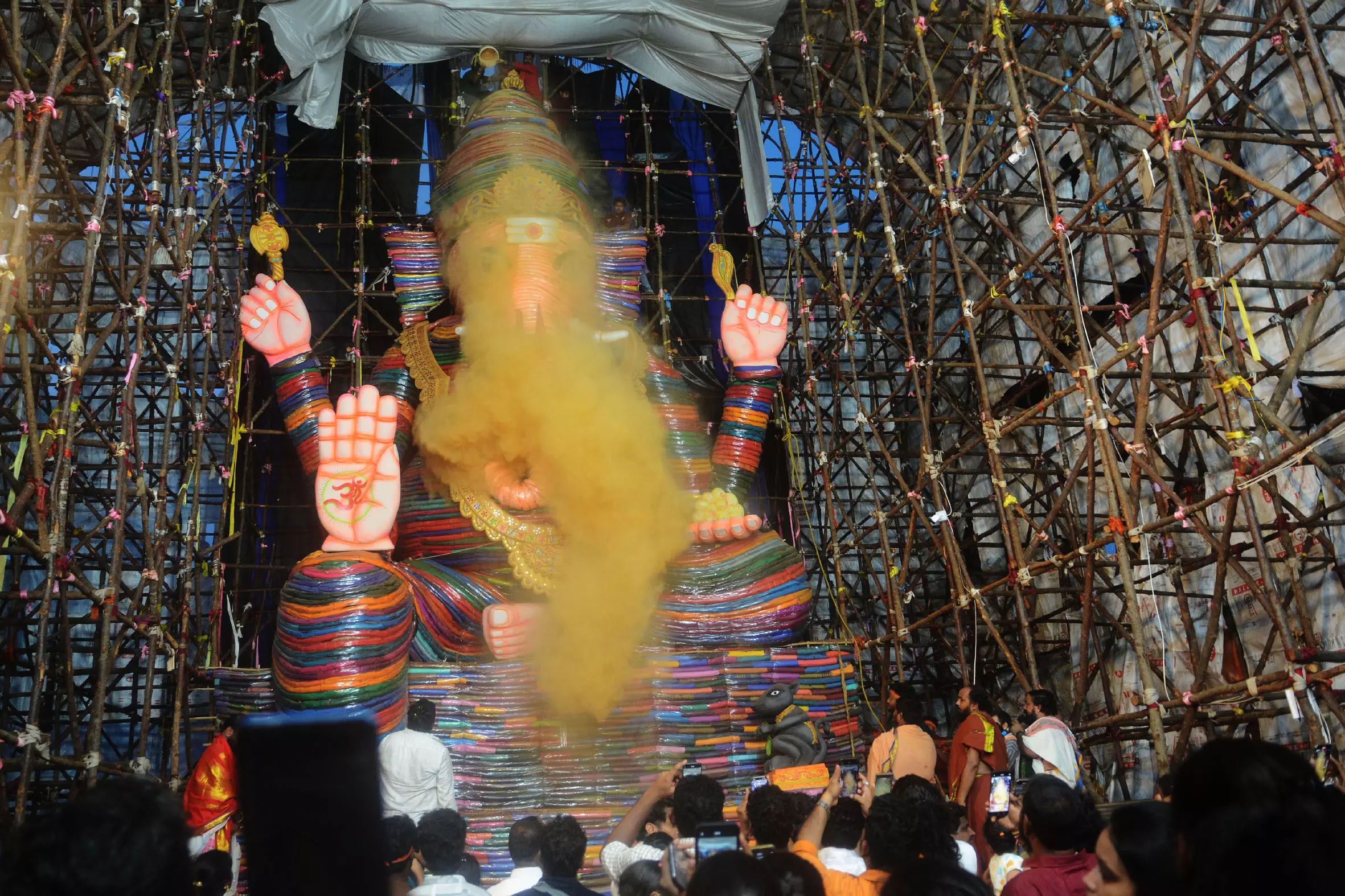 Unique Saree-Clad Ganesh Idol Prepared for Immersion in Visakhapatnam Unique Saree-Clad Ganesh Idol Prepared for Immersion in Visakhapatnam