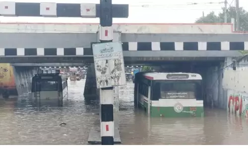 Heavy Rains Batter Warangal, Buses Stranded in Flooded Underpass