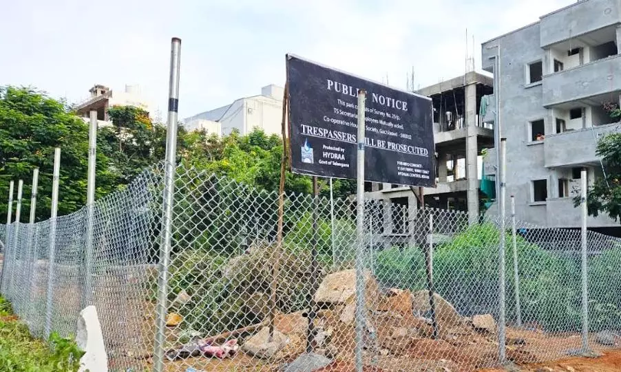 HYDRAA Protects Rs.11 Crore Worth 600-sq. yd Parkland at Gachibowli HYDRAA Protects Rs.11 Crore Worth 600-sq. yd Parkland at Gachibowli