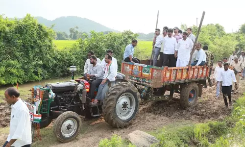 Deputy CM Rides Tractor to Remote Khammam Village