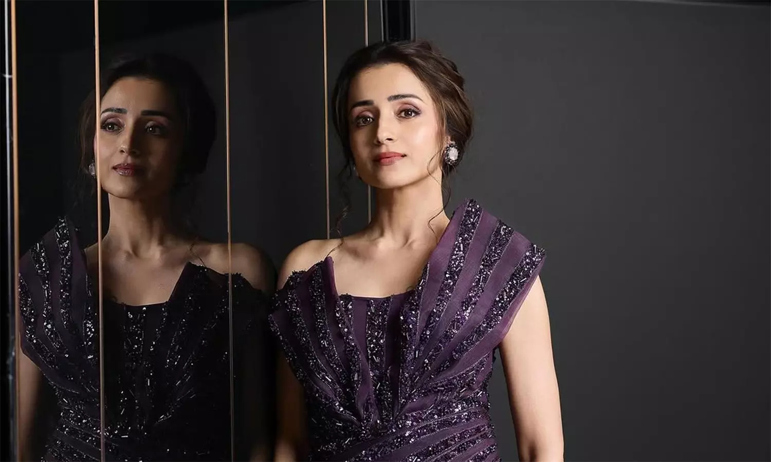 Purple Ensemble Suits Trisha Krishnan Like No Other