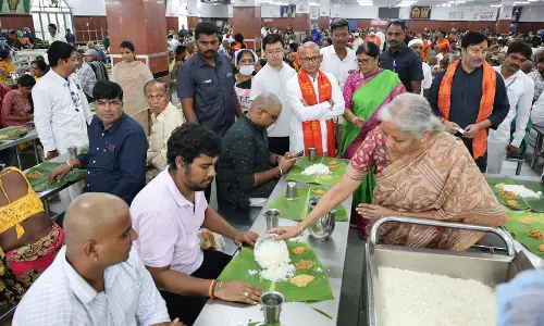 Sitharaman Serves Meals, Offers Prayers At Tirumala