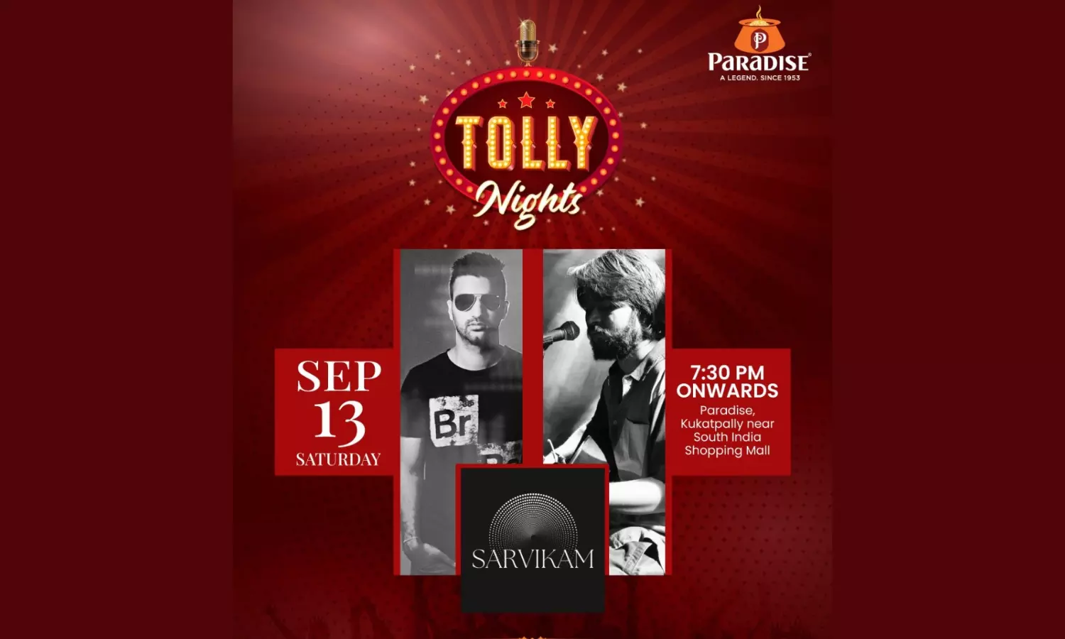 Paradise Kukatpally to Host Musical Evening Tolly Night by Sarvikam