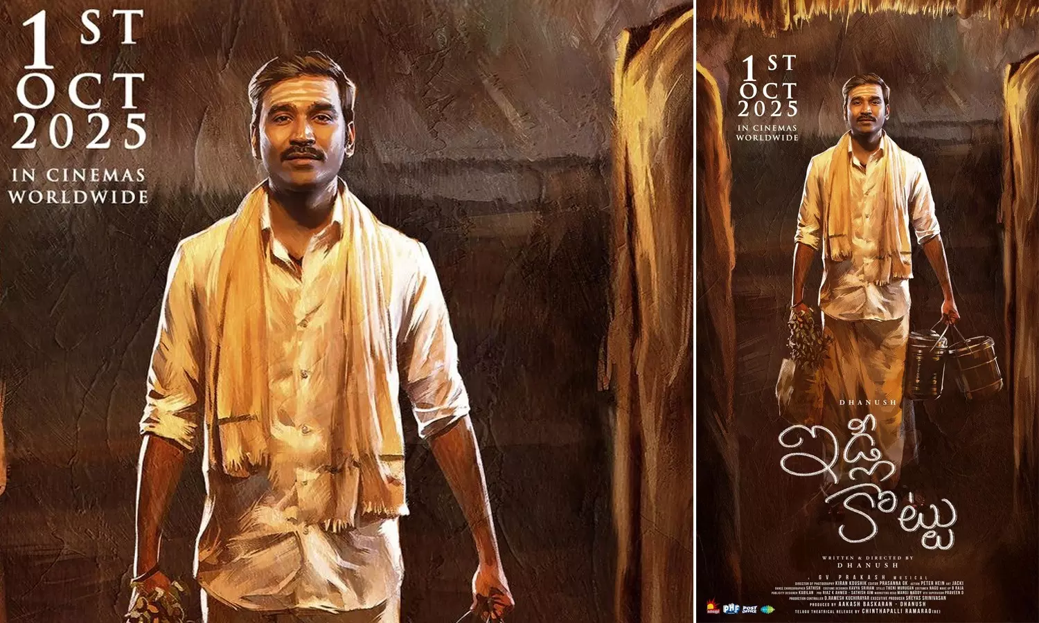 Dhanush’s Idli Kottu Set for Grand Telugu Release on October 1