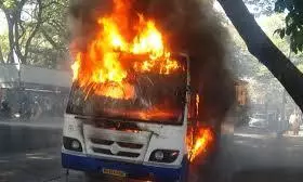 Bmtc Bus Catches Fire With 60 Passengers, All Shifted Safely In Two-Minutes