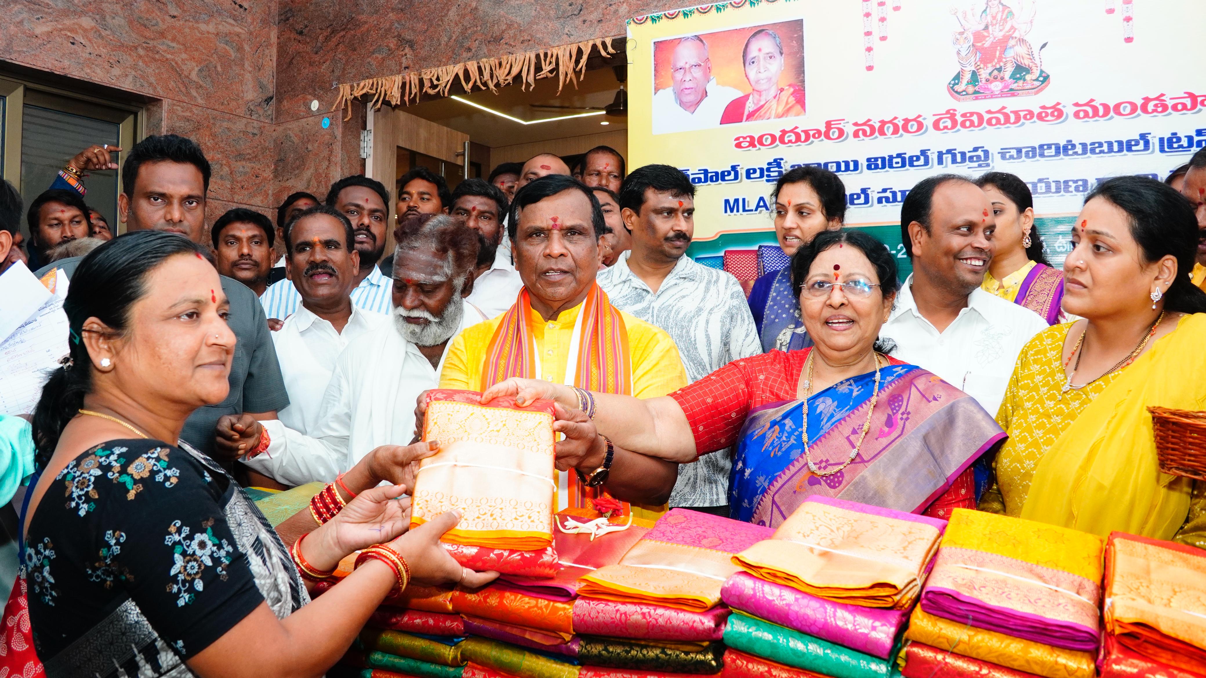MLA Distributes Silk Saris for Devi Navratri Celebrations