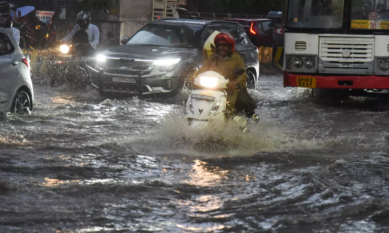 Hyd Reels Under Sudden Evening Downpour