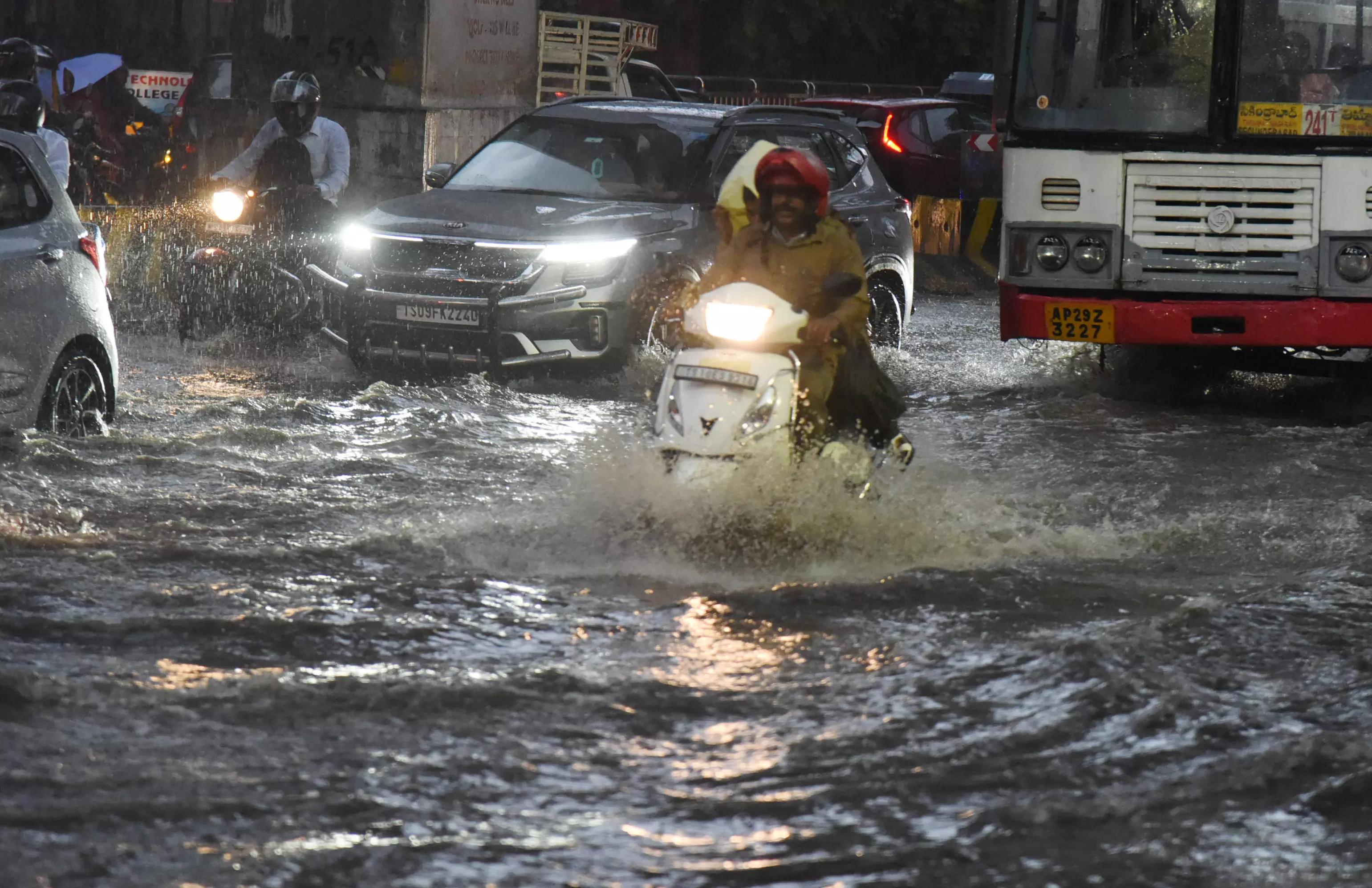 Hyd Reels Under Sudden Evening Downpour