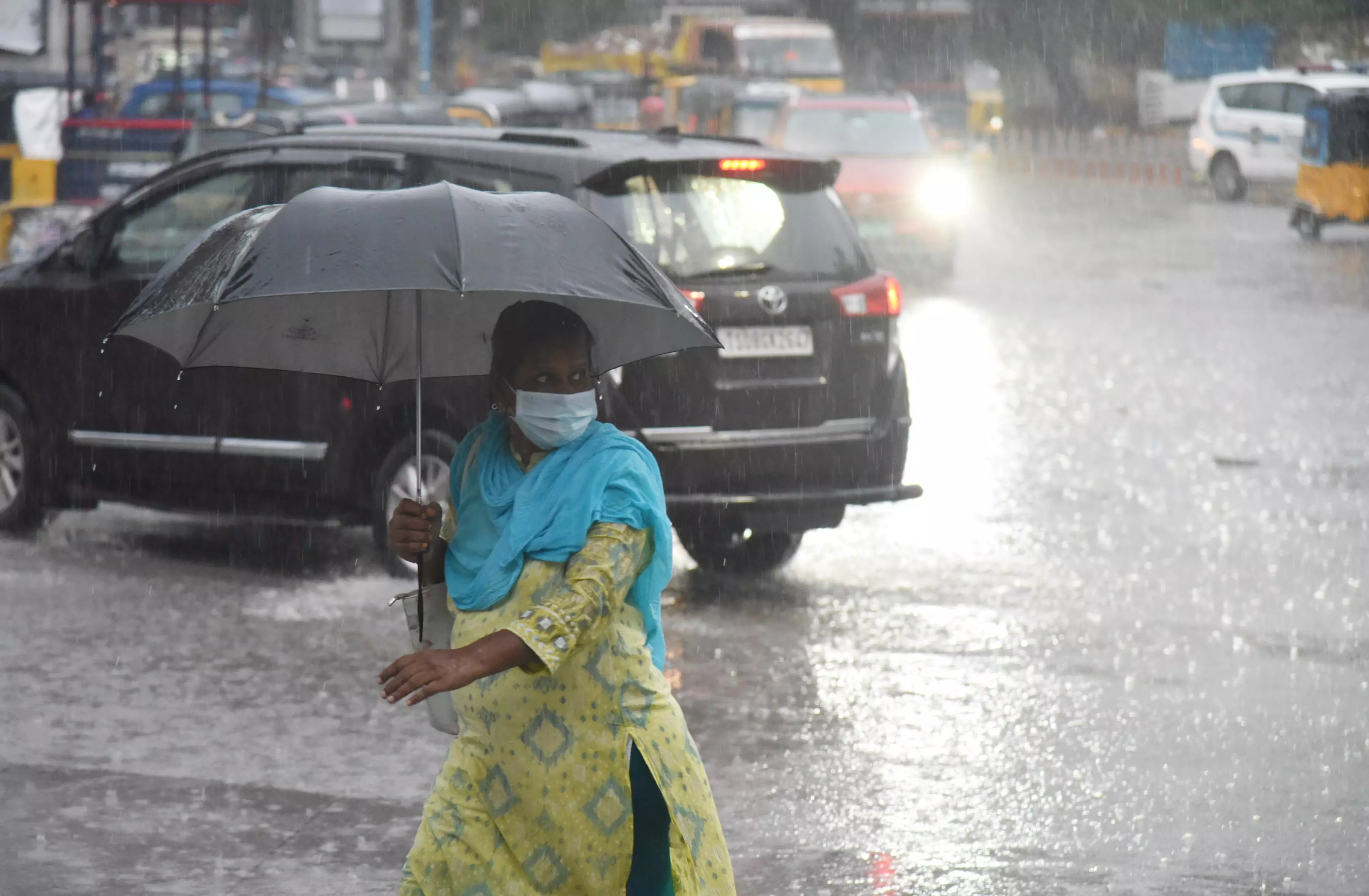 Hyd Reels Under Sudden Evening Downpour