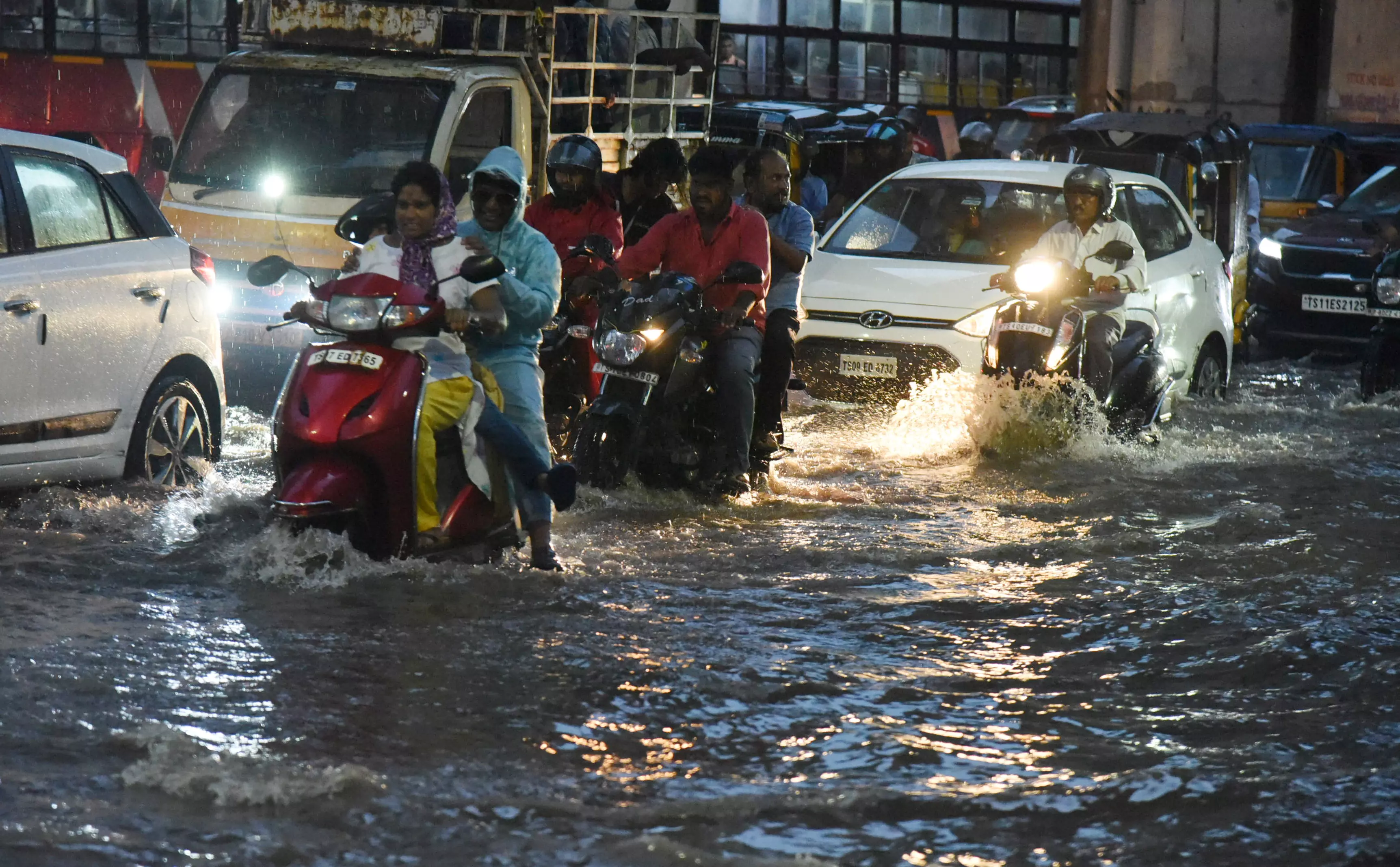 Hyd Reels Under Sudden Evening Downpour