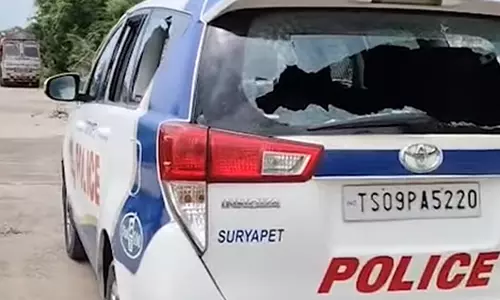 Tension At Deccan Cement Factory As Workers Attack Security Room, Police Tension At Deccan Cement Factory As Workers Attack Security Room, Police