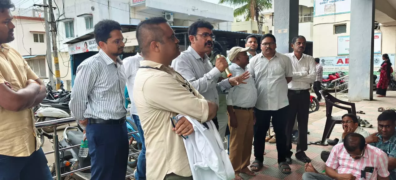 Doctors Protest Attack on Mahbubabad Hospital Staff