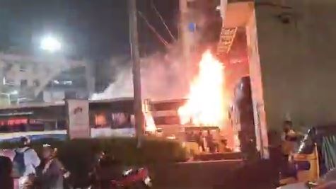 Tourist Bus Fire in SR Nagar, No Injuries Reported