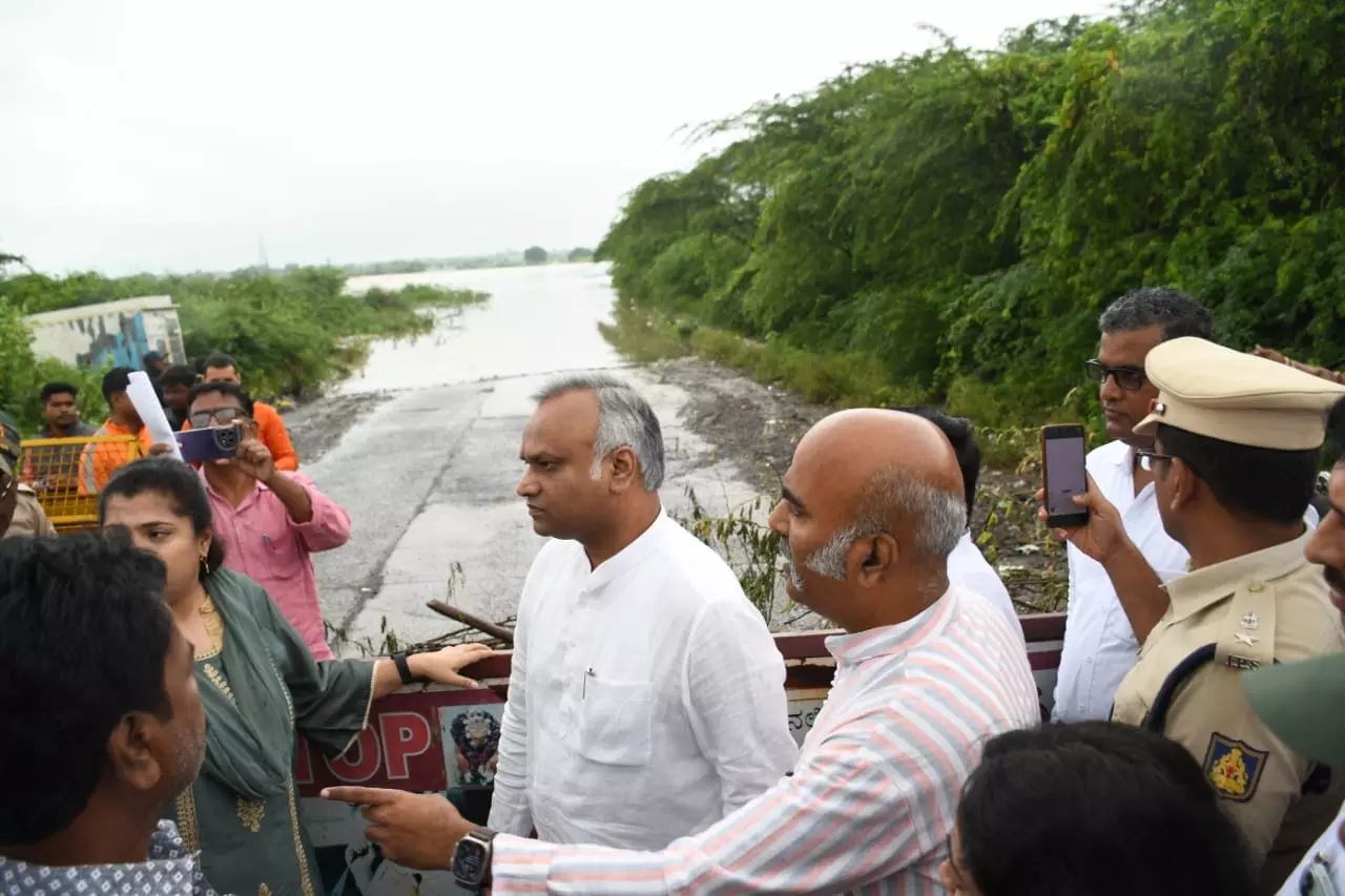 Kharge Visits Flood-Hit Villages in Kalaburgi, Assures Relief