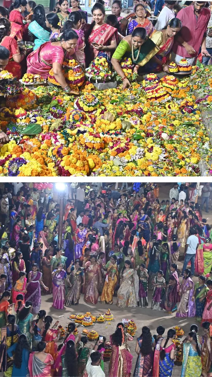 Bathukamma blossoms, Durga Puja pandals light up Hyderabad