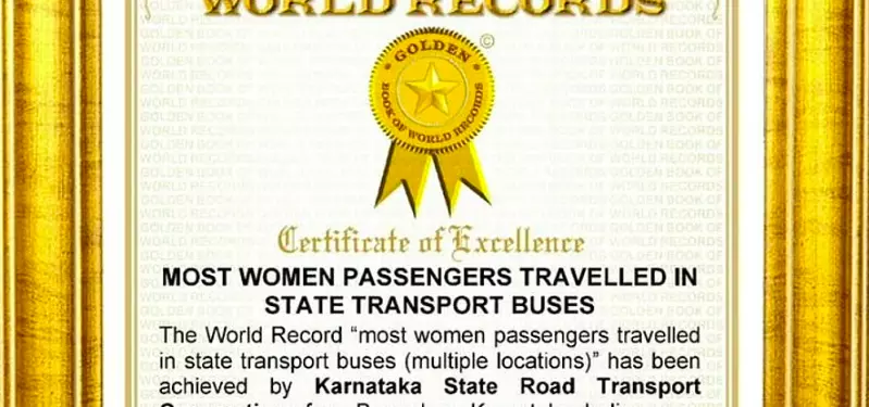 International Book of Records Honours Karnataka’s Shakti Scheme for 500 Cr Free Rides