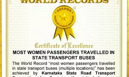 International Book of Records Honours Karnataka’s Shakti Scheme for 500 Cr Free Rides