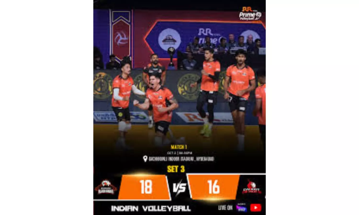 Hyderabad Hawks Beat Calicut Heroes in Prime Volleyball League
