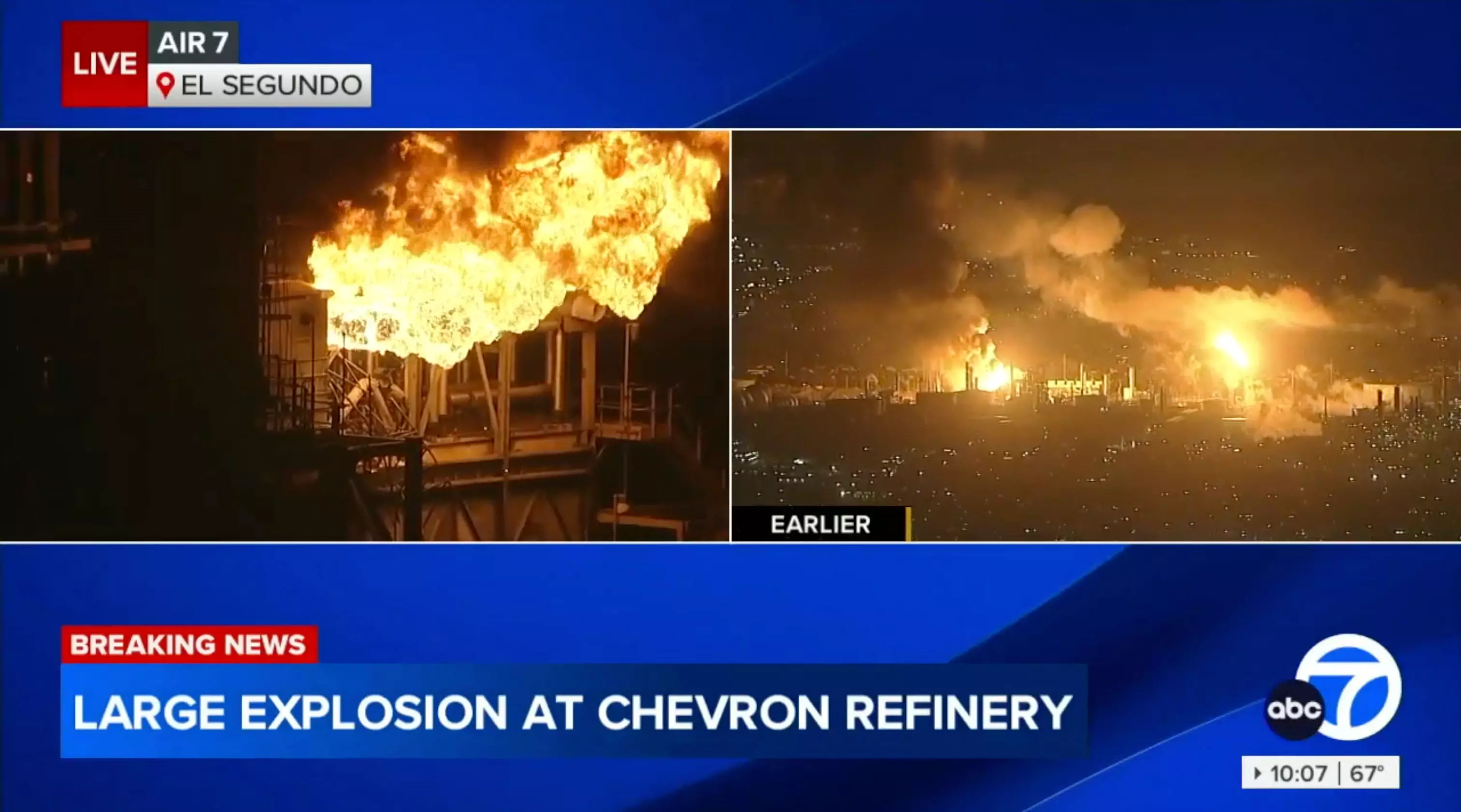 Massive Fire Breaks Out at Chevron Refinery Near Los Angeles