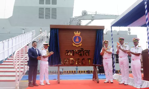 Navy Commissions Submarine Hunter INS Androth Navy Commissions Submarine Hunter INS Androth