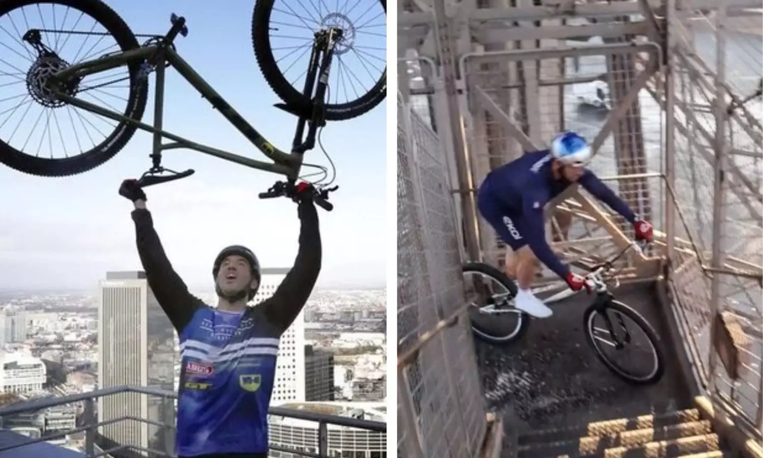French Cyclist Aurelien Fontenoy Sets World Record Climbing Eiffel Tower on Bike