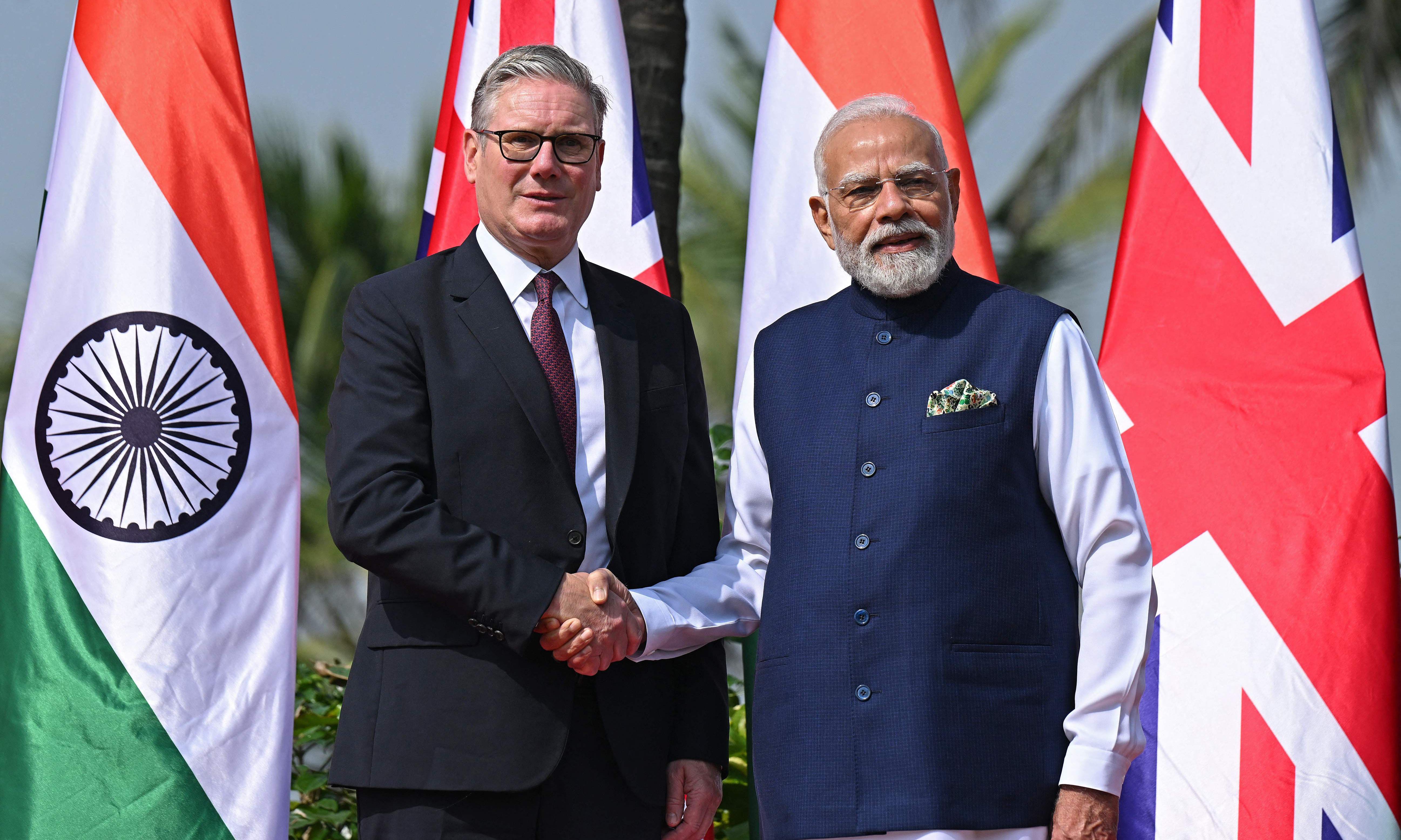 PM Narendra Modi Meets UK PM Keir Starmer in Mumbai