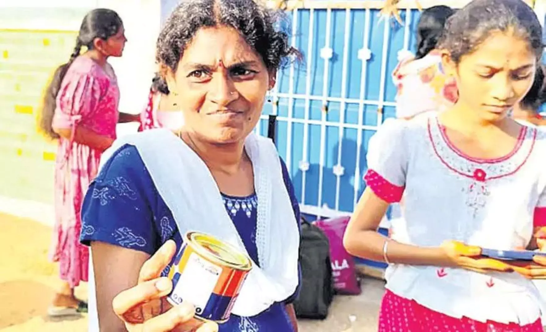 Students Fined With Paint Can For Coming Late After Dasara Holidays