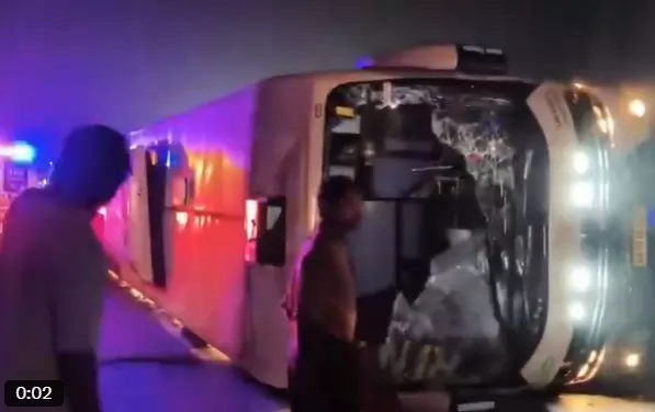 Travels Bus Overturns in Nellore District; 10 Injured