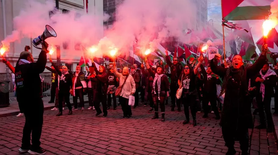 Pro-Palestinian Protesters March To Stadium Ahead Of World Cup Qualifier Between Norway And Israel