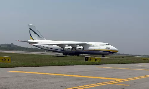 Giant Antonov An-124 Cargo Aircraft Lands at Hyderabad Airport