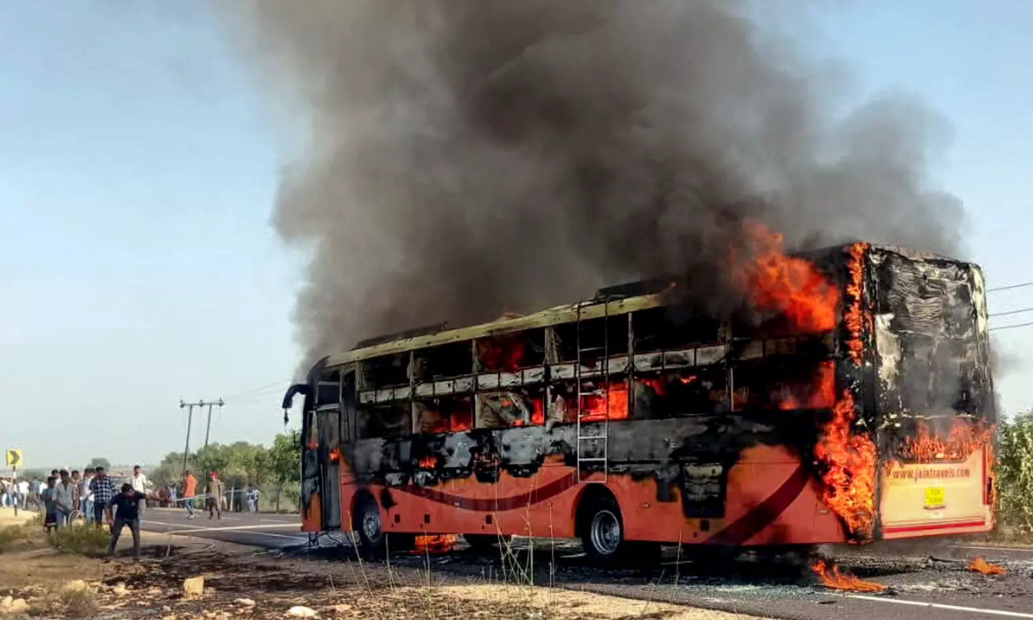 20 Burnt Alive as Bus Catches Fire in Jaisalmer