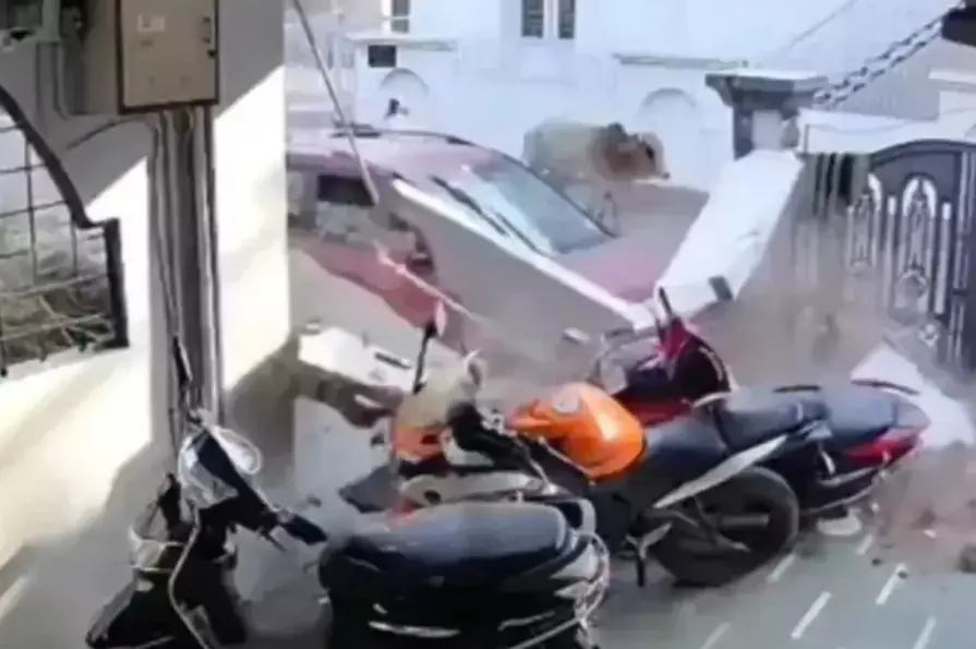 Teen Driving SUV Runs Over Biker, Crashes Into Wall in Dewas