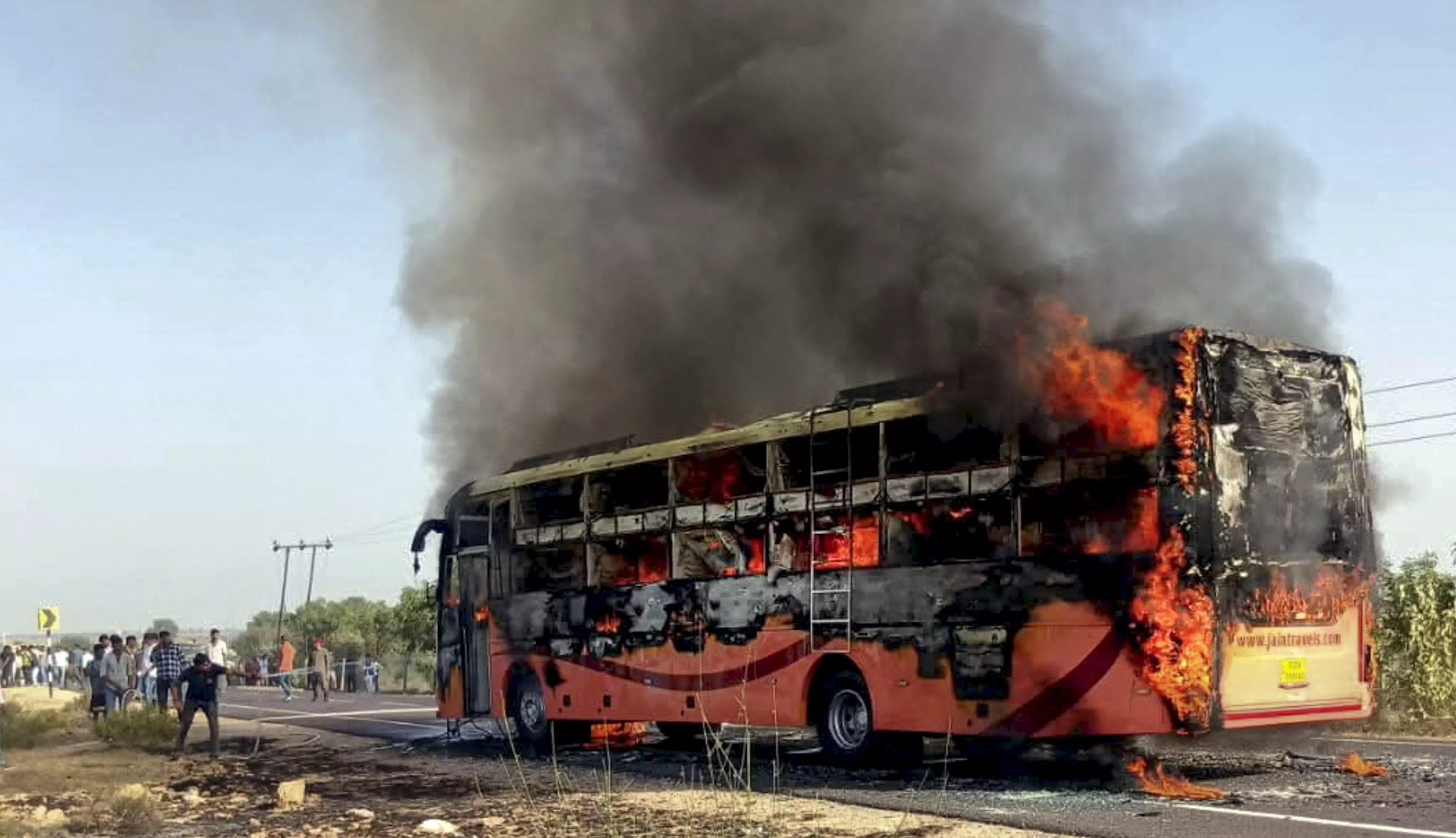 20 Burnt Alive as Bus Catches Fire in Jaisalmer