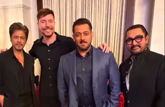 YouTuber MrBeast Meets SRK, Salman, Aamir Amid Possible Collaboration YouTuber MrBeast Meets SRK, Salman, Aamir Amid Possible Collaboration