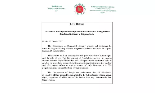 Dhaka Condemns Killing of Three Bangladeshis Near Tripura