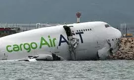 Cargo Aircraft Skids Off Hong Kong Airport Runway Into Sea, 2 Dead