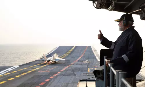 Modi Praises Air Power Demo On INS Vikrant For Its Technological Prowess