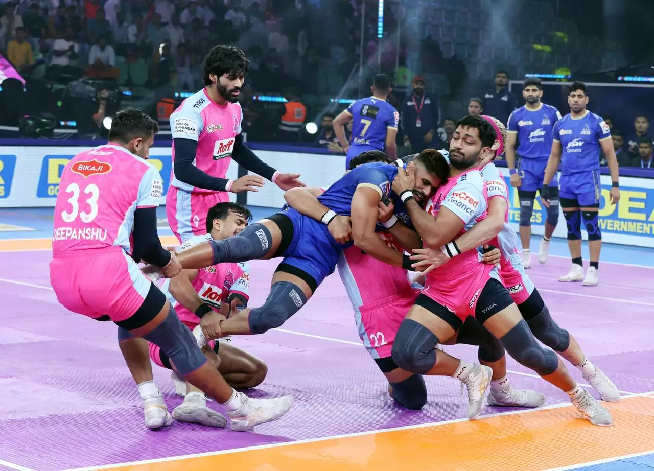 Aryan & Nitin Shine as Jaipur Pink Panthers Eliminate Defending Champions Haryana Steelers in Tight Play-In 1 Aryan & Nitin Shine as Jaipur Pink Panthers Eliminate Defending Champions Haryana Steelers in Tight Play-In 1