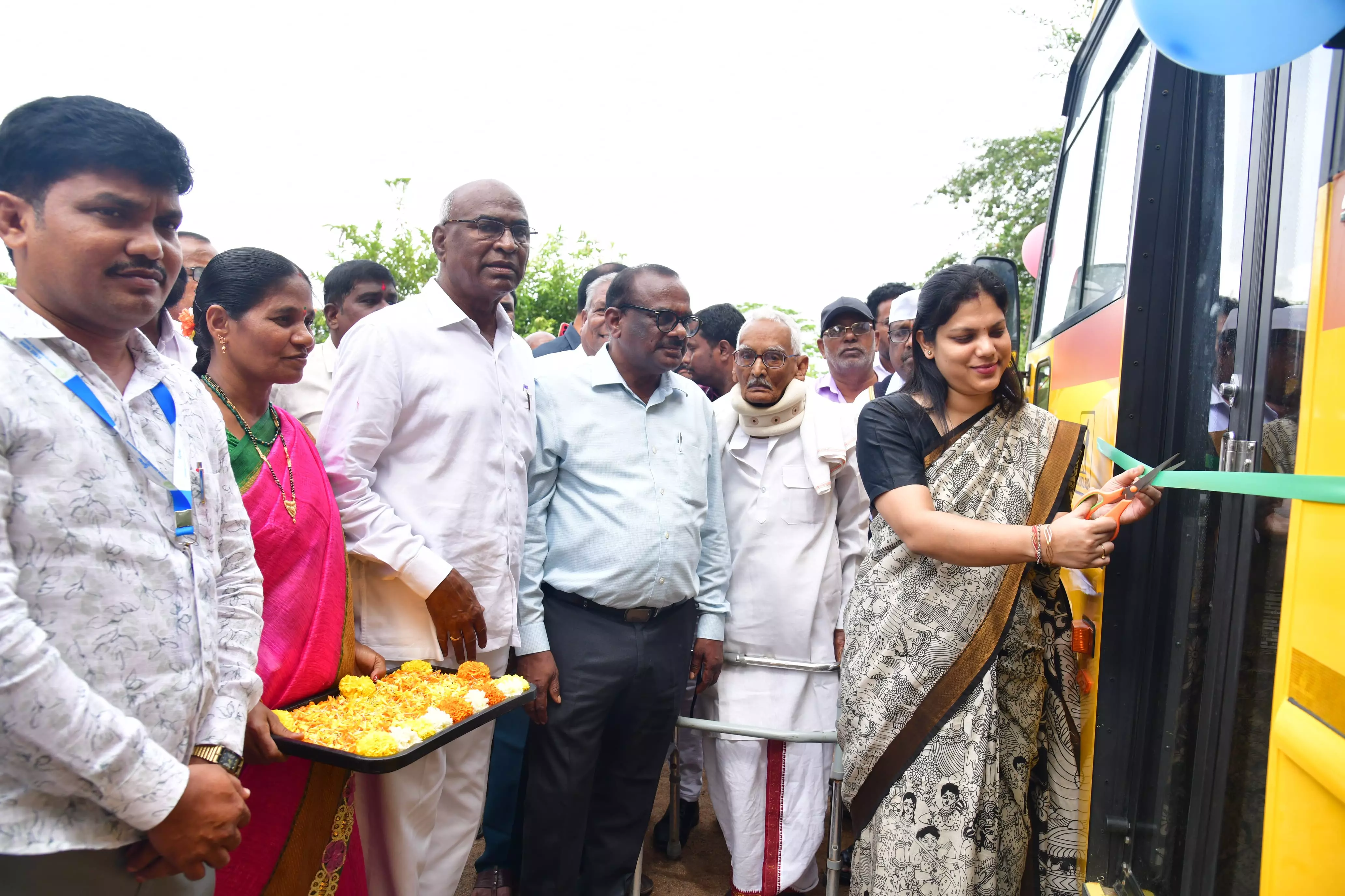 Karimnagar Collector Inaugurates New Bus for Special School Students Karimnagar Collector Inaugurates New Bus for Special School Students