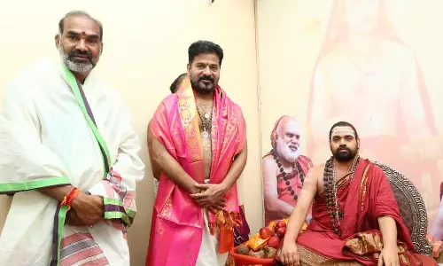 Revanth Meets Sringeri Jagadguru During Dharma Vijaya Yatra Visit