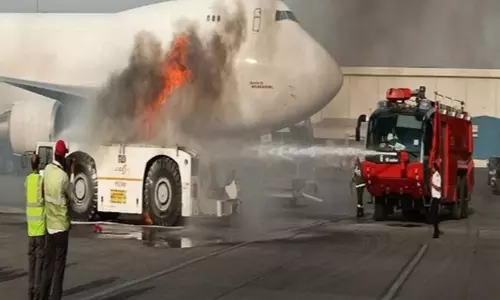 Air India Bus Catches Fire At Delhi Airport Terminal 3