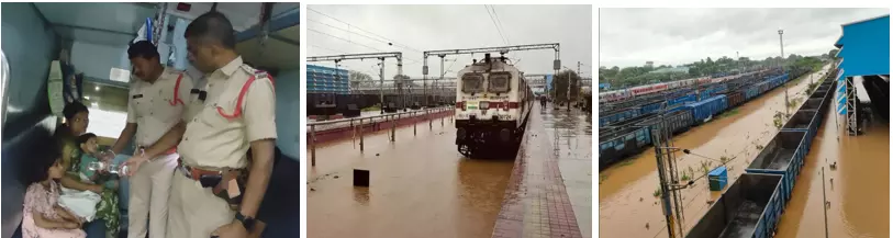 Railway Tracks, Platforms Covered With Floodwater Due To Cyclone Montha