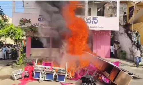 Congress Activists Attack BRS Office in Manuguru