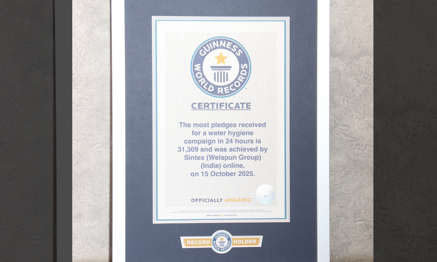 Sintex Sets Guinness World Record for Water Conservation Pledge