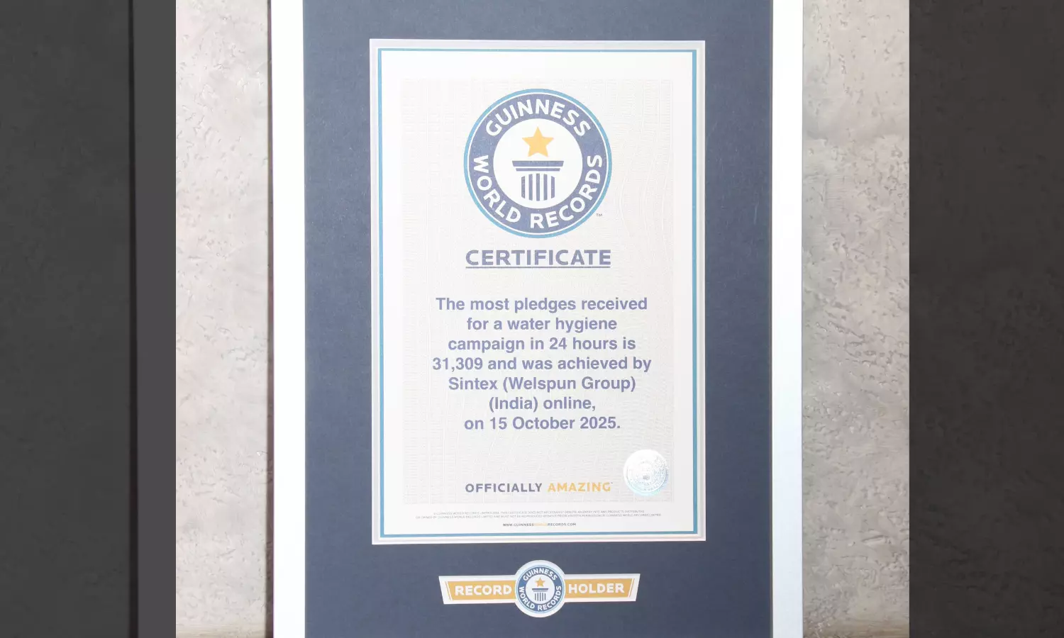 Sintex Sets Guinness World Record to Champion Responsible Water Use Across India