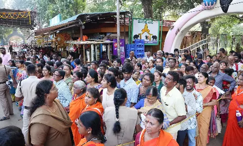 Sea of Lamps, Chants Mark Karthika Pournami at Srisailam