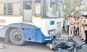 1 Dead As Bike Collides With RTC Bus Due To Pothole
