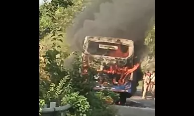 Major Accident Averted as Odisha RTC Bus Catches Fire on Ghat Road