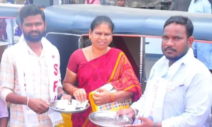 Khammam Students Sweep Streets Beg For Fee Arrears