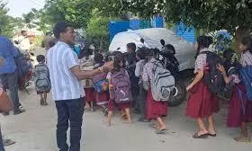 Govt School In Suryapet Locked Over Unpaid Rent, Students Wait Outside
